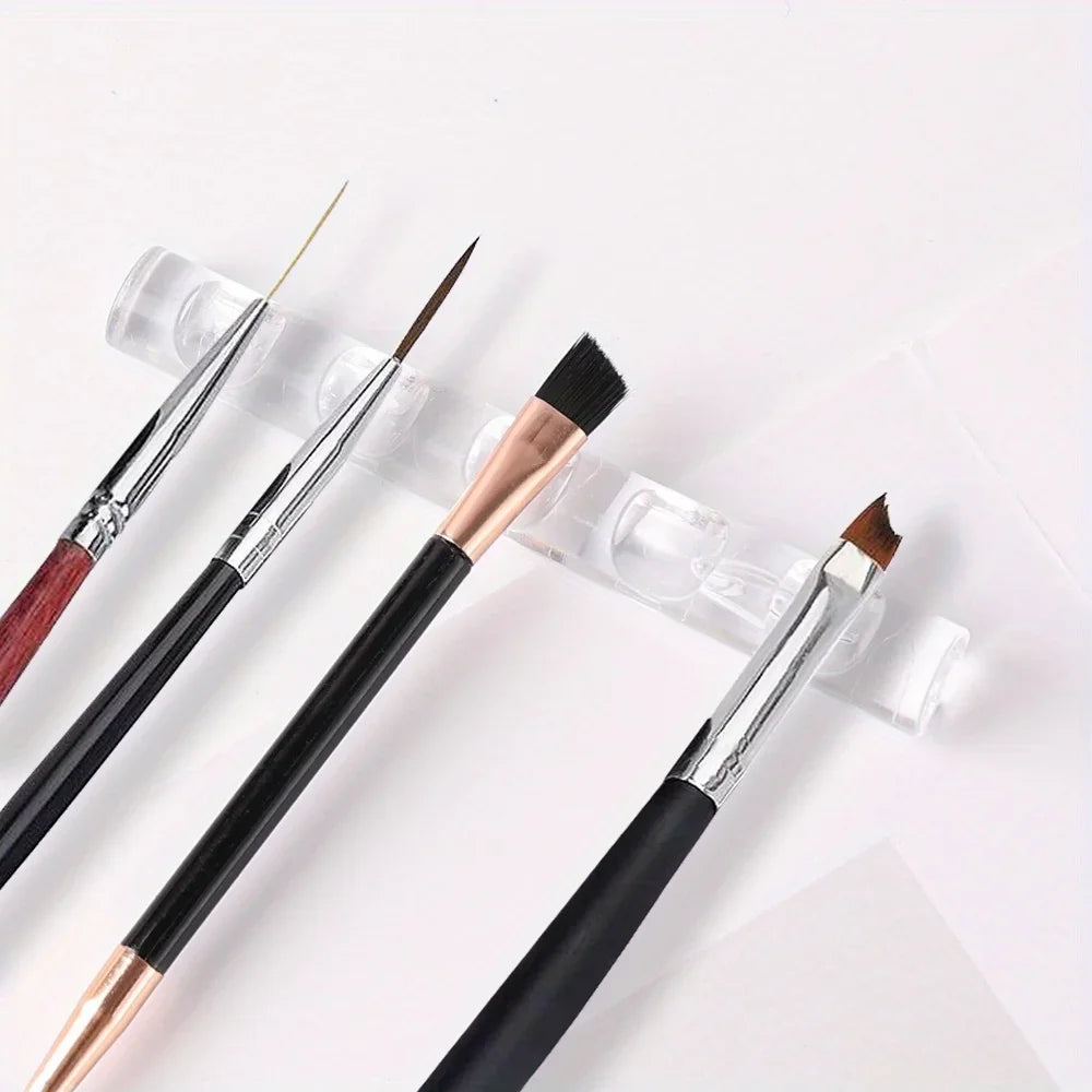 1pc 5grooves Brush Rack, Transparent Painting Pen Rest Holder, Acrylic Nail Art Brush Display Holder, Showing Tools Art Supplies Qme