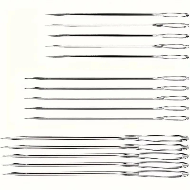 15PCS DIY Craft Tools Large Eye Needles Steel Embroidery Cross Stitch Knitting Yarn Sewing Hand Crochet Hook Set Kit Qme