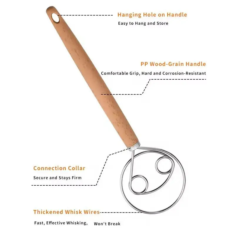 Dough Whisk Sourdough Baking Tools Bread Batter Cake Stainless Steel Qme