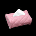 Solid Color Checkered Leather Wear-Resistant Tissue Box Car Seat Back Sunshade Hanging Tissue-Bag Buckle Strap Easy Installation Qme Pink