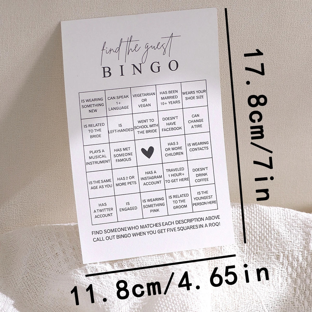 10/20 Piece Find Your Guest Bingo Game (10 Cards) Fun Bridal Shower Game Activity, Bridal Shower, Wedding Decorations, Rehear Qme 10PCs