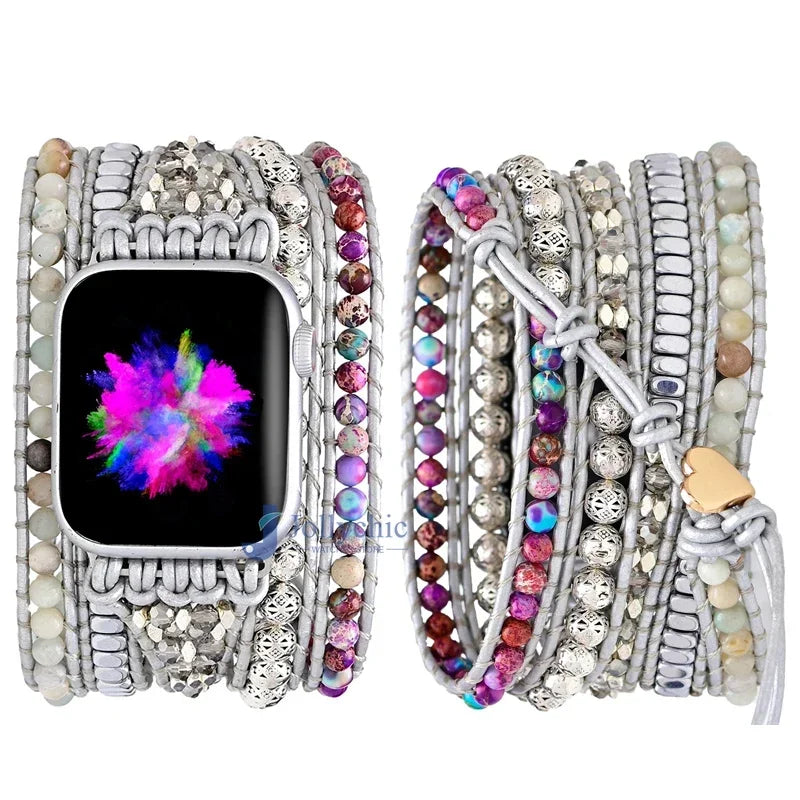 Bohemia Strap for Apple Watch Ultra Band 49mm 44mm 45mm 41mm 42mm 38 Handmade Natural Beads Bracelet Iwatch Series 8 7 6 Se 5 3 Qme