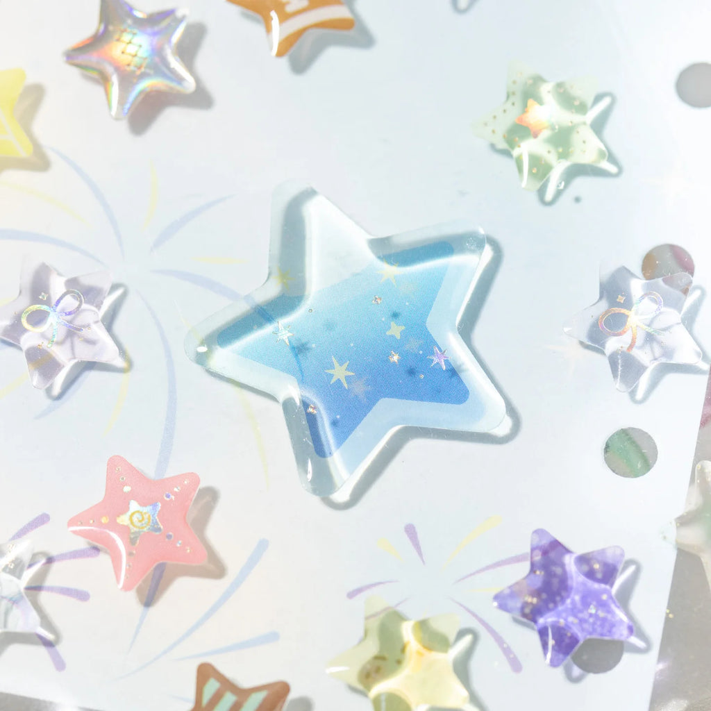 1 Sheet Cute Heart Shamrock Laser Silver Epoxy Sticker for DIY Scrapbooking Collage Guitar Phone Case Decoration Qme