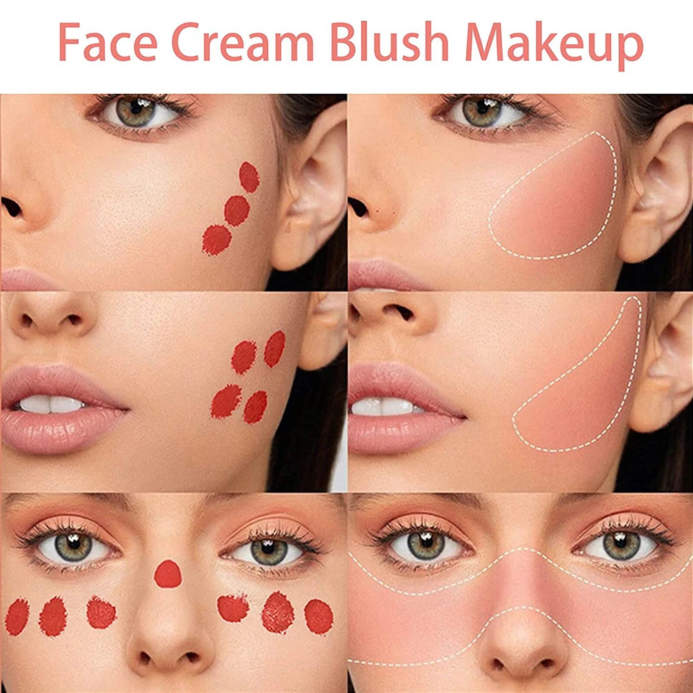 QIBEST Face Liquid Blush Eyeshadow Cheeks Makeup With Cushion Applicator Lightweight Soft Maquiagem Waterproof Smooth CreamBlush Qme