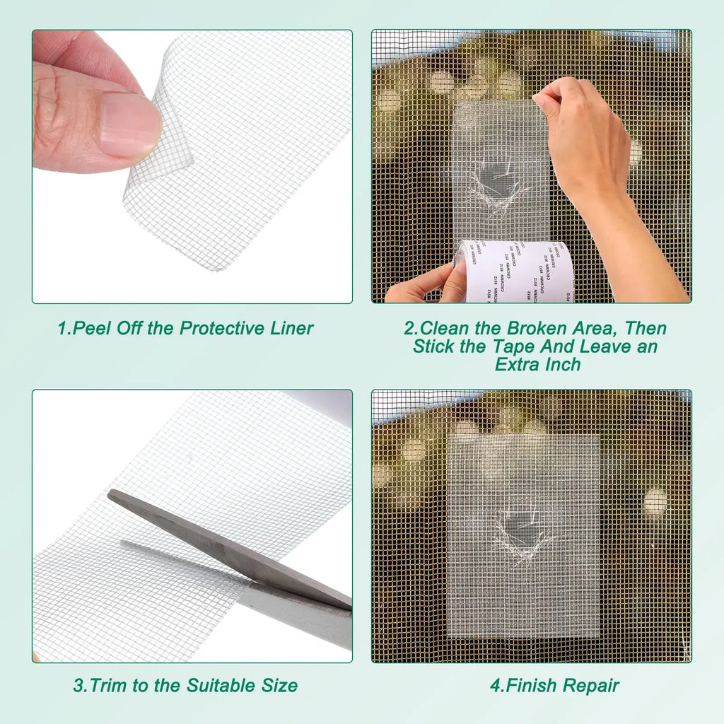 2Rolls 10cmx2M Window Screen Fiberglass Screen Tape Mesh Repair Adhesive Screen Patch Repair Kit for Window or Doors Screen Qme