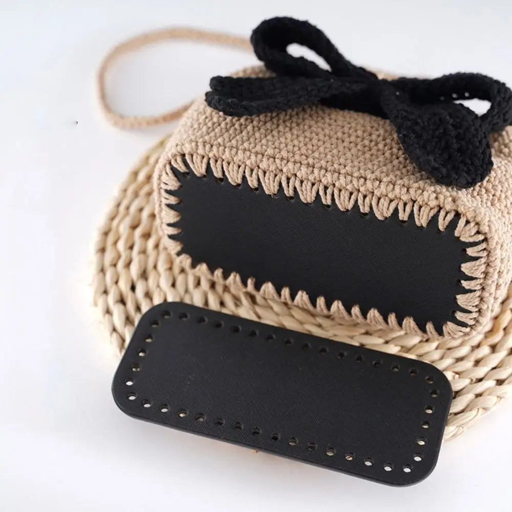 PU Leather Crochet Bag Bottom With Holes, Oval DIY Handmade Purse Base For Making Bags Qme