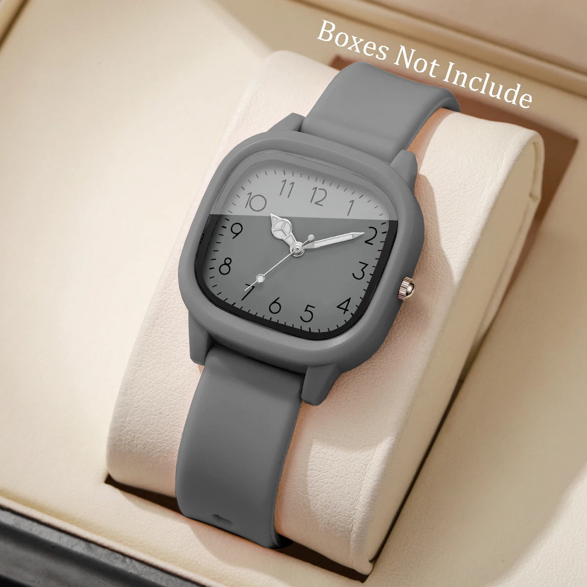 Candy Color Square Women Watch Casual Silicone Band Quartz Wristwatch 10 Colors Fashion Ladies Sports Clock Reloj Mujer No Box Qme Grey Face No Box