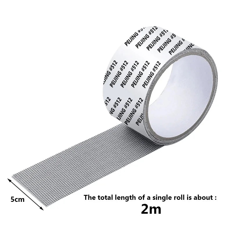 2M Self-adhesive Window Screen Mesh Breathable Mosquito Net Fix Mesh Netting Broken Holes Repair Tools Household Mesh Stickers Qme Black 2M