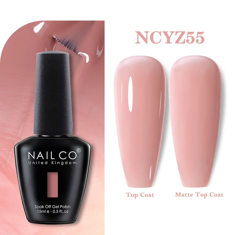 NAILCO Rubber Base Gel Polish Milky Pink Jelly White Beige 6Colors