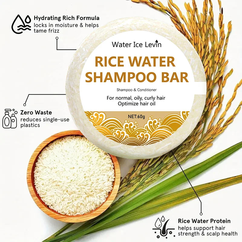 Organic Rice Shampoo Soap Bar Oil Free Conditioning Soap Rice Water Protein Nourishing Anti-loss Hair Hair Growth Soap Bar 60g Qme