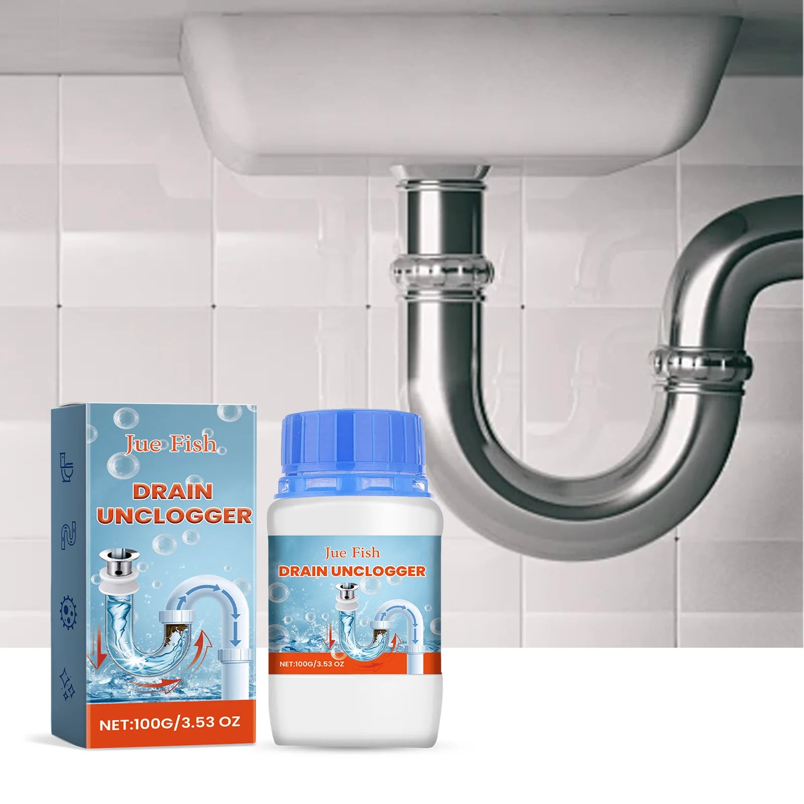 Drain cleaner; toilet sink kitchen bathroom drain pipe clog stain deodorization quick unclogging cleaning decontamination Qme