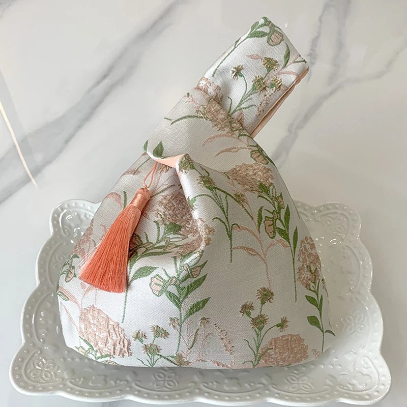 Gift Bags Wedding Favors Jacquard Fabric Boxes Tassel Wedding Candy Tote Bags Qme Pink