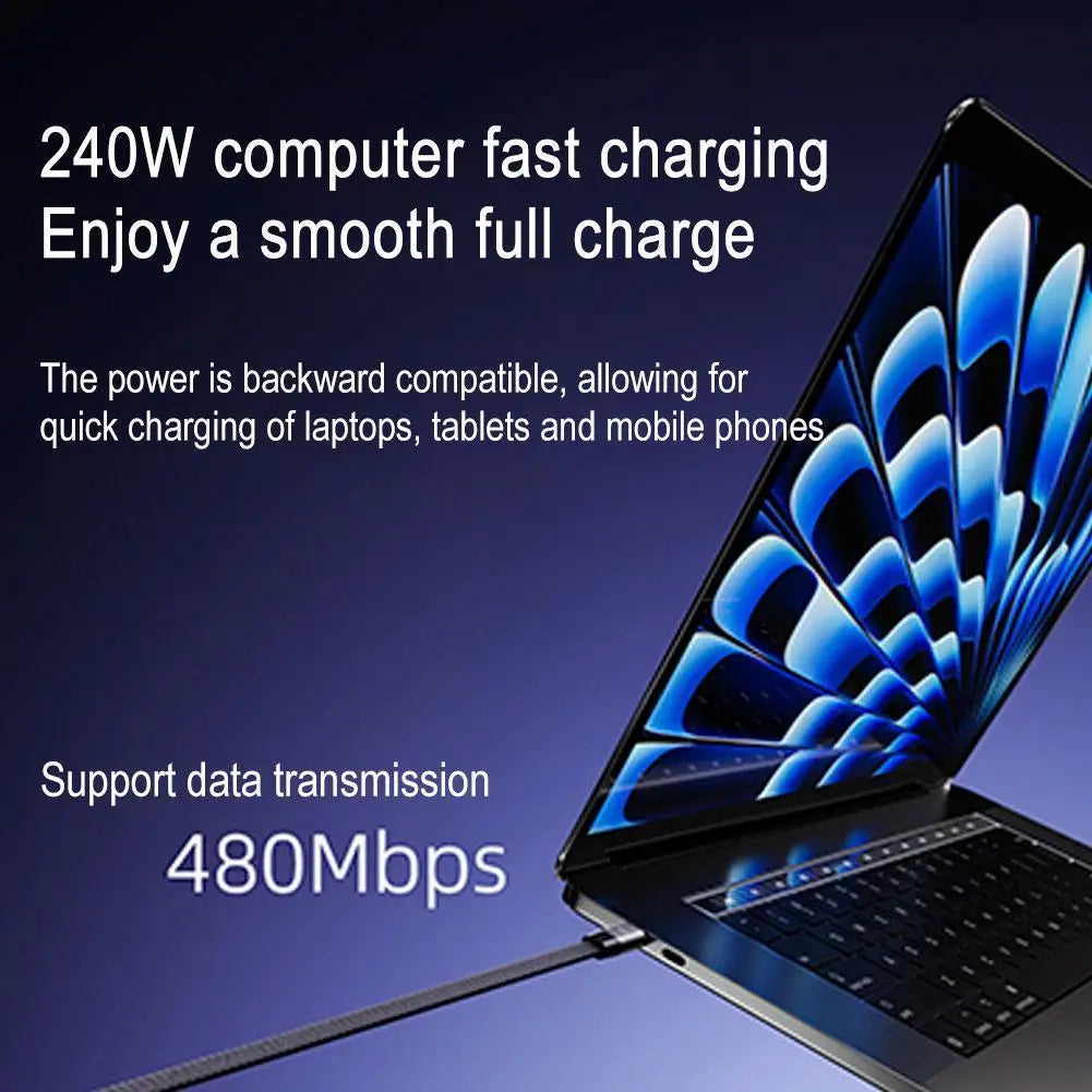 240W Fast Charging Foldable Phone Holder Data Cable Fast Charging Multi Charger Cord With Type C 2-in-1 Foldable Data Cable Qme