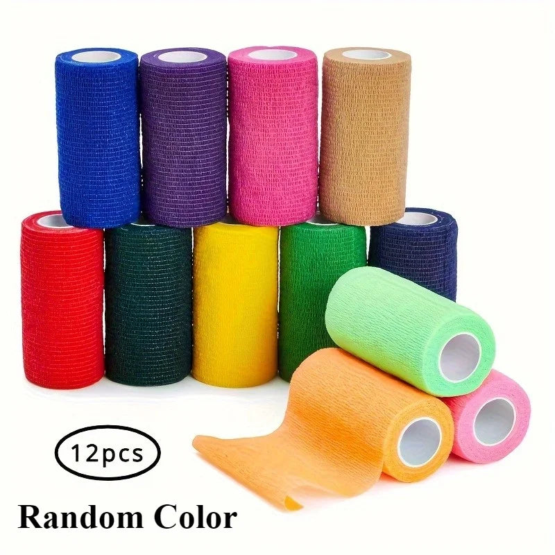 Self-Adhesive Bandage, Veterinary Tape - Breathable Elastic Adhesive Wrap Tape for Wrist, Swelling, Sports, Tattoos Qme Random Color