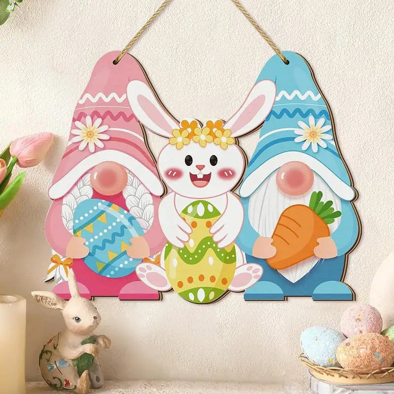 Easter Welcome Sign Front Door Decorations Bunny Seasonal Home Spring Qme