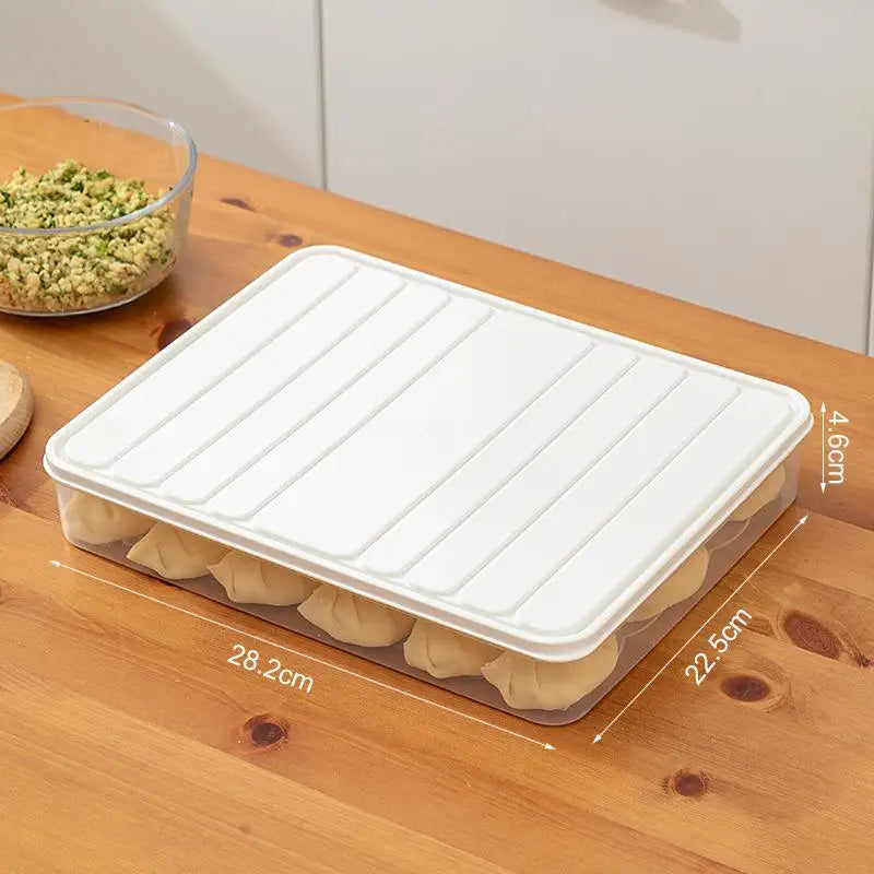 Food Egg Crisper Box Refrigerator Dumpling Wonton Fresh-keeping Qme White
