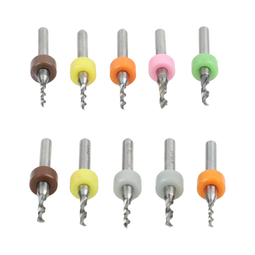 1 Set 10pcs Drill Bits Coated Large Chip Space PCB Milling Cutters Circuit Board Carving Knives Power Tool Accessories Qme