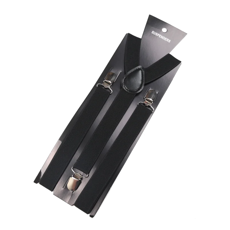 Unisex Elastic Leather Suspenders Braces Men Women Gift Black Blue Red Adjustable Straps for Wedding Suit Skirt Accessories Qme black China Mainland