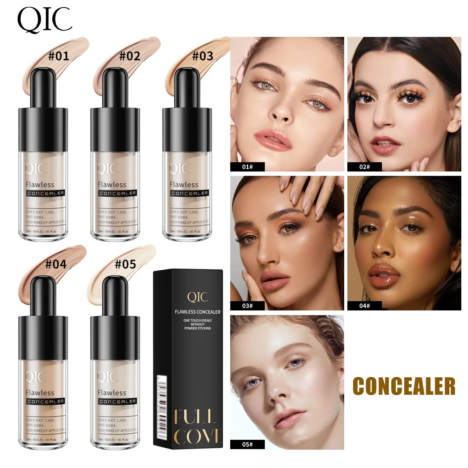 Full Coverage Hydrating Concealer Covers Blemishes Dark Circles Freckles Long Lasting Brightening Eye Contour Cream Qme