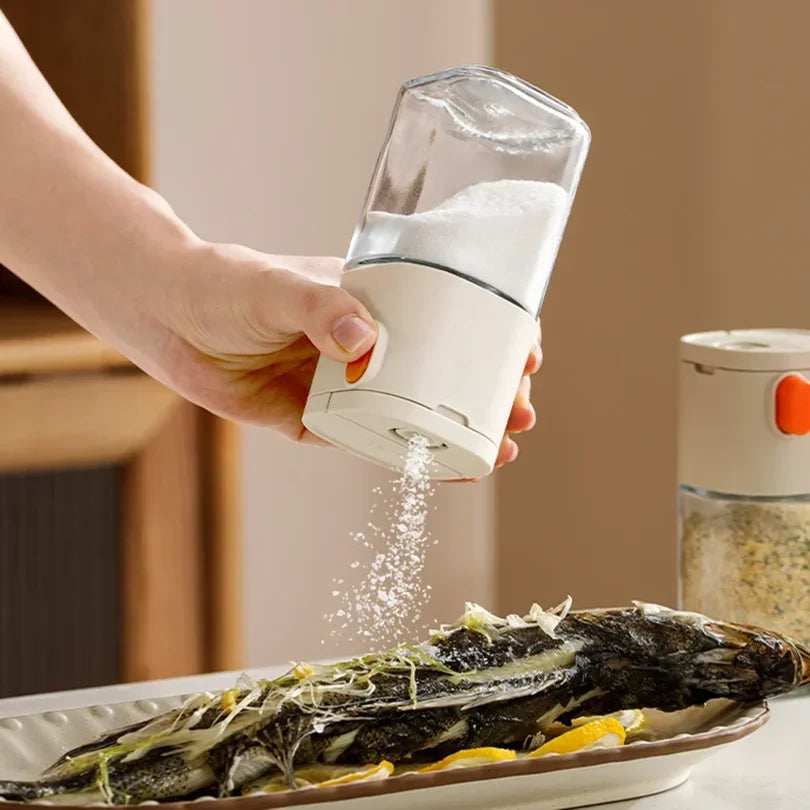0.5g Quantitative Salt Control Bottle MultiFunctional Seasoning Pot Press-Type Glass Seasoning Bottle Spice Dispenser Qme