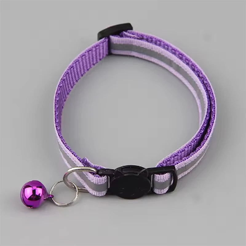 Reflective Split Type Cat Collar Colored Cat Collar Pet Kitten Product Suitable for Cats to Wear When Going Out Qme Purple 1pcs