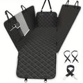 Dog car seat cover with mesh window and storage bag, durable and scratch resistant car hammock, suitable for cars/trucks/SUVs Qme black