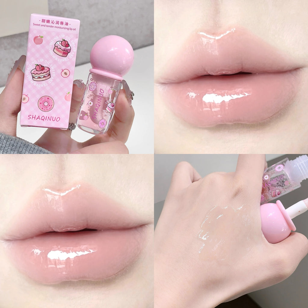 SHAQINUO Crystal Jelly Fruit Lip Oil Peach Grape Blueberry Hydrating Qme S9085-1