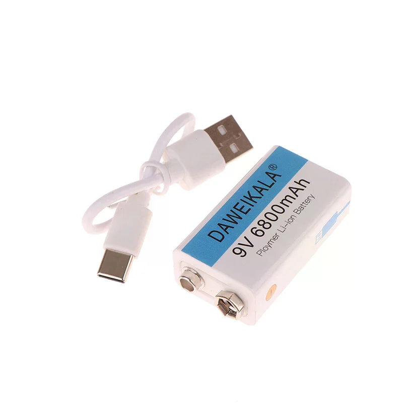 9V 6800mAh Li-ion Rechargeable Battery USB Charging Cable Toy Qme