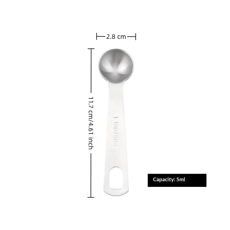 Stainless Steel Measuring Spoon 1 5 Scale Ruler Kitchen Cooking Qme 5ml