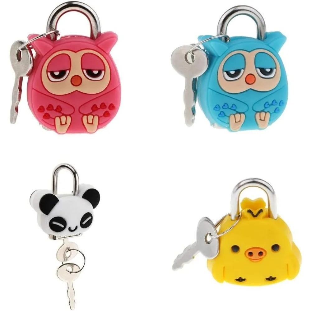3/4pcs Mini Padlock Safety Lock With Key, Cute Cartoon Doll, Animal Padlock, Children's Gift Qme