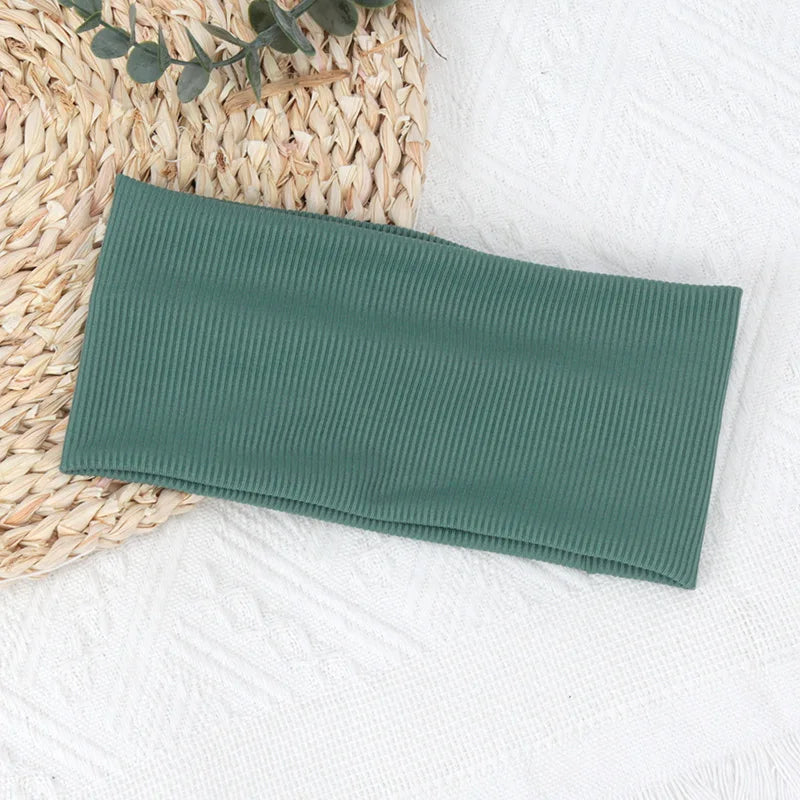 Women Elastic Solid Sports Headbands Running Fitness Yoga Hairbands Qme Black Green