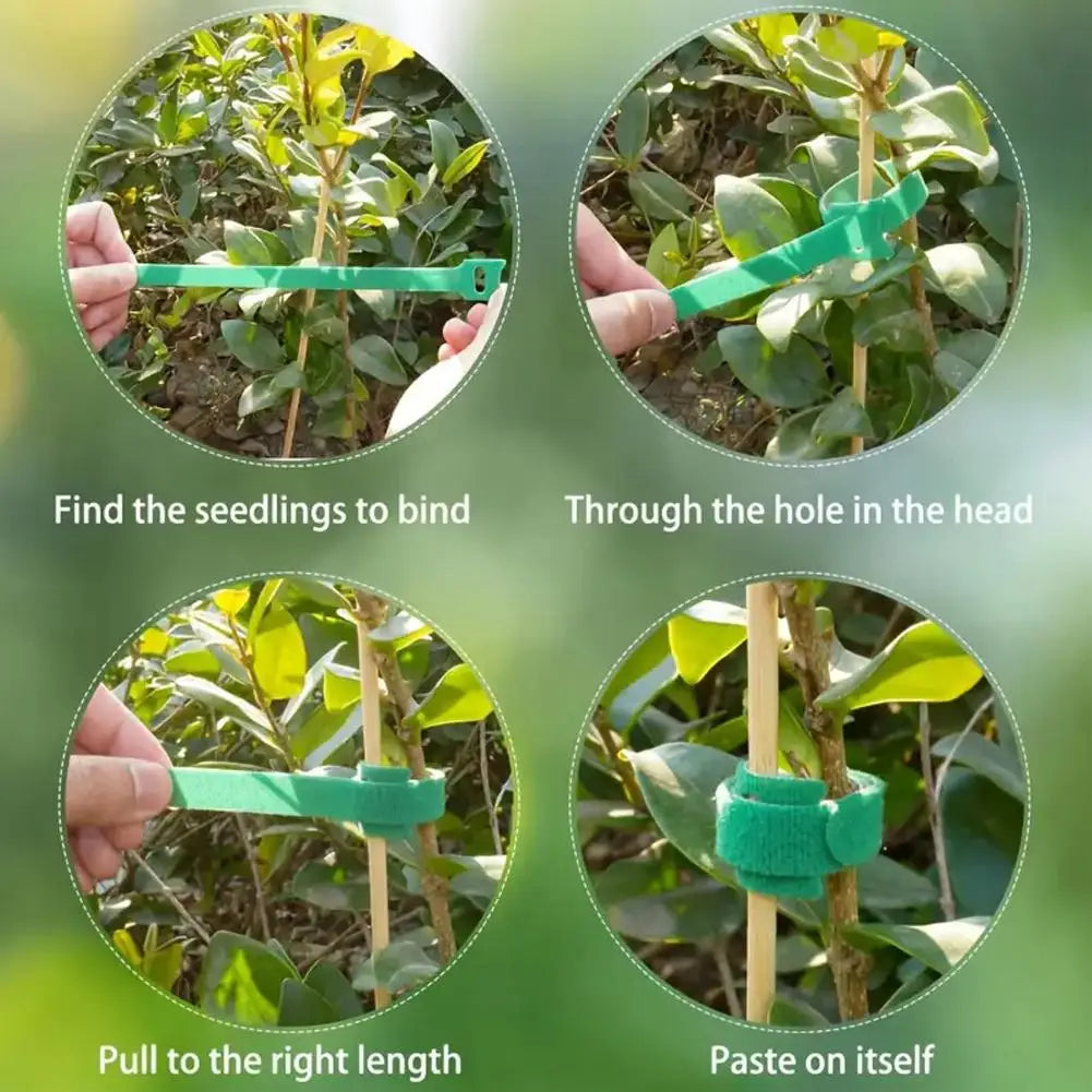 Garden Green Cable Ties Adjustable Nylon Plant Straps Featuring Hook Qme