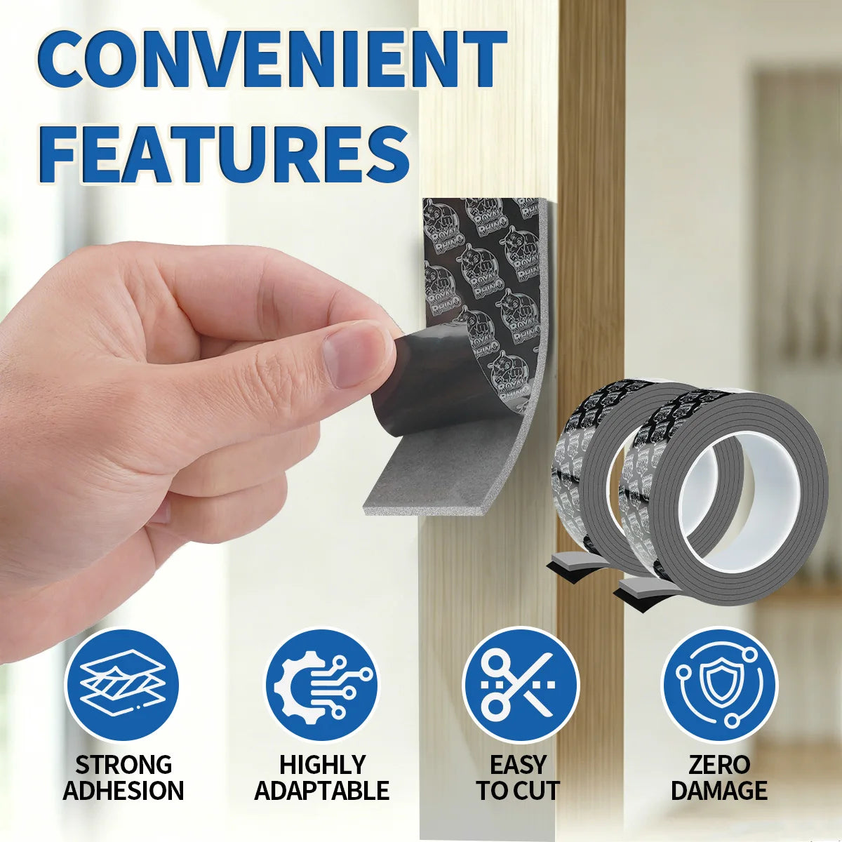 Strong Double Sided Adhesive Tape High Viscosity Thicken Fixed Vehicle-mounted Driving Recorder Black Tape No Trace Qme