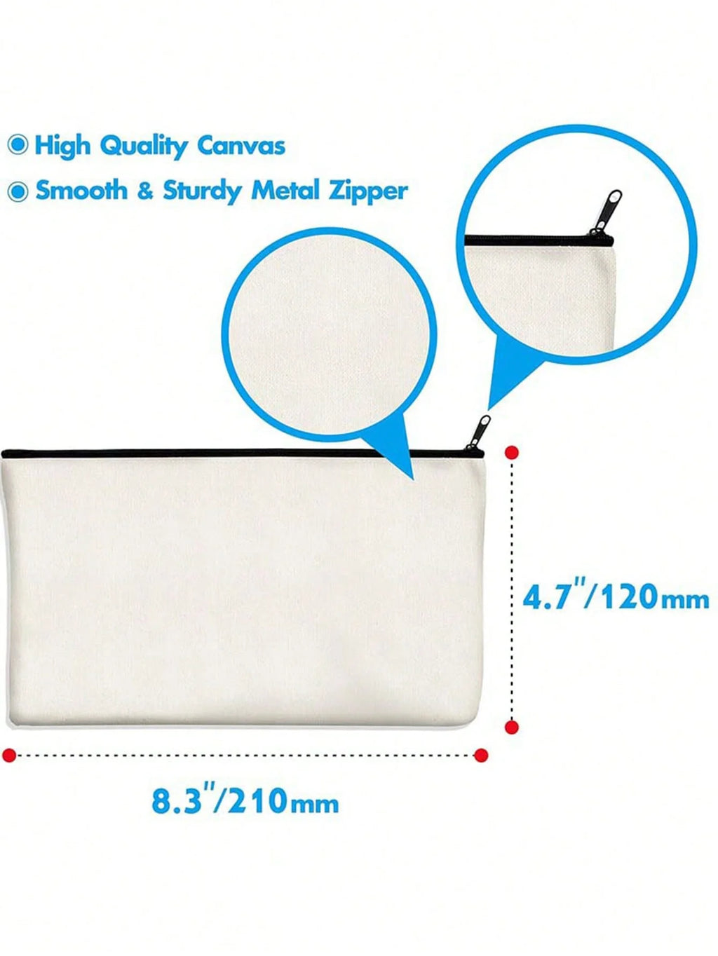 10/20/40/60PCS Canvas Zipper Bags Multifunctional Blank DIY Craft Pouches Pencil Bags Case Pouch For Home School Travel Qme