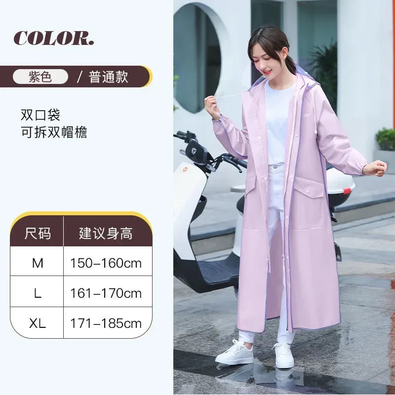 Full body rain proof high - grade single person raincoat for electric vehicles and motorcycles, fashionable raincoat Qme Purple - Regular M