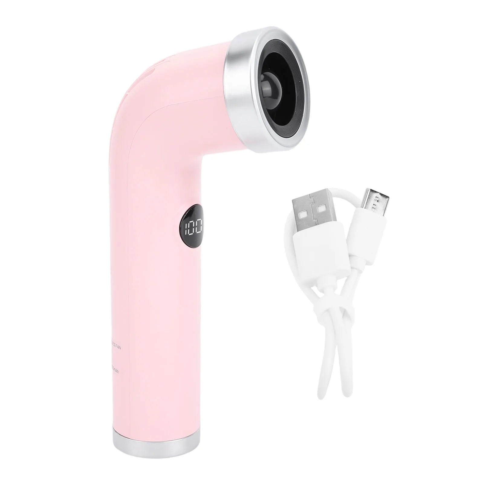 Bladeless Handheld Cooling Fan Smart Push Button Digital Display Rechargeable Handheld Bladeless Fan Versatile for Outdoor Use Qme Pink