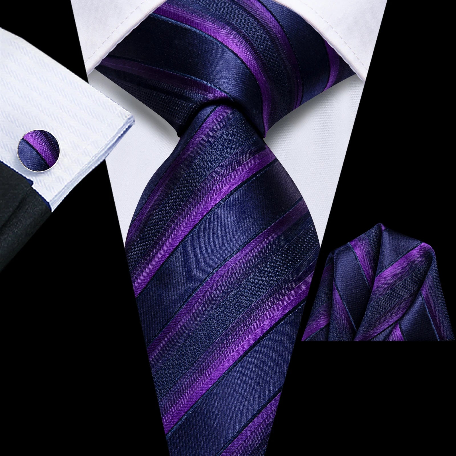 Hi-tie Designer Grey Plaid Novelty Silk Wedding Tie Men Handky