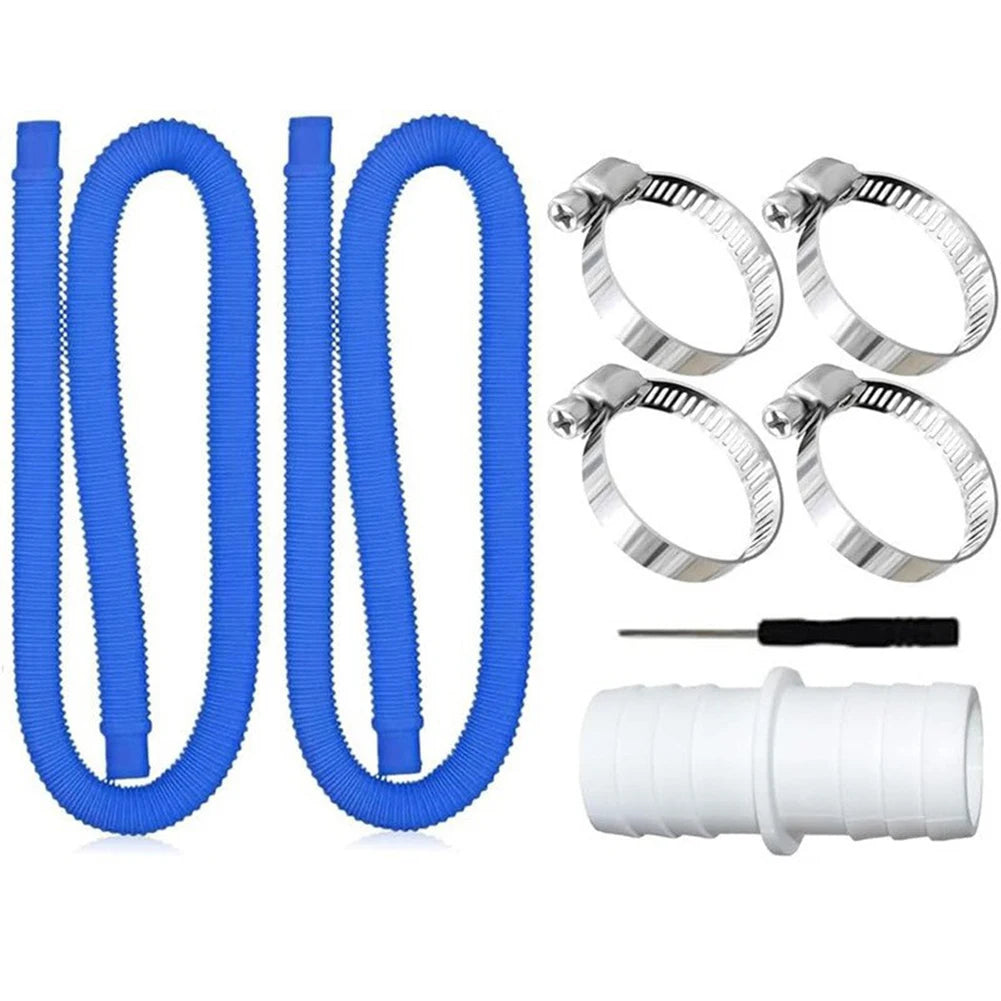 32mm Pool Hose Set With Metal Fastening Rings For Above Ground Pool System Compatibility With Pump Filter And Heating Units Qme