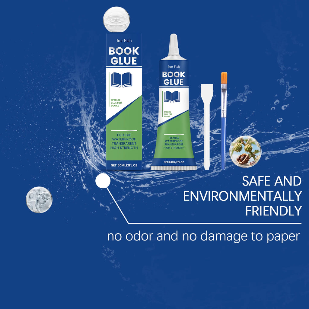 JUE FISH Book Glue: Strong Adhesion Quick-Drying Formula Long-Lasting Firm Bond for Various Paper Materials Qme