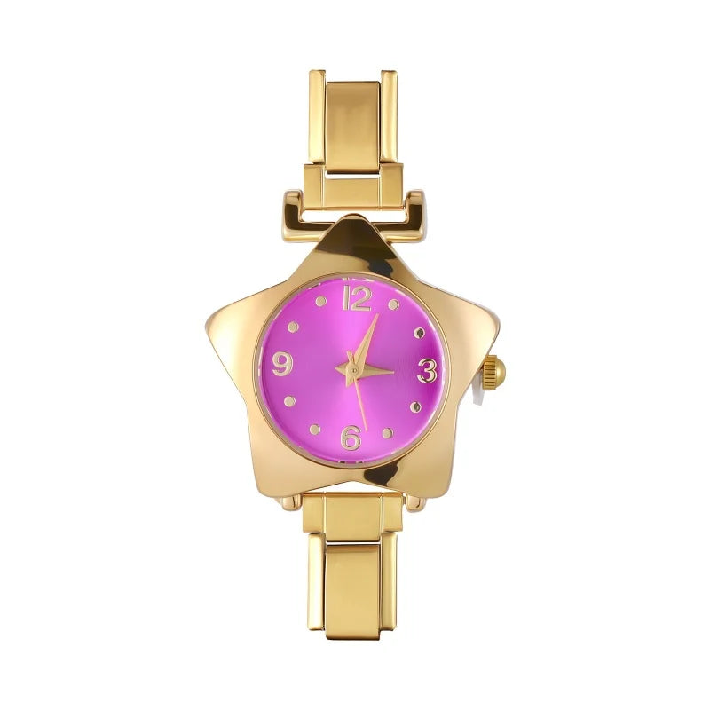 1 Piece Gold Retro Simple Men Women's Watch Stainless Steel Strap Watch Star Dial Casual Fashion Watch Suitable for Daily Wear Qme Style 13