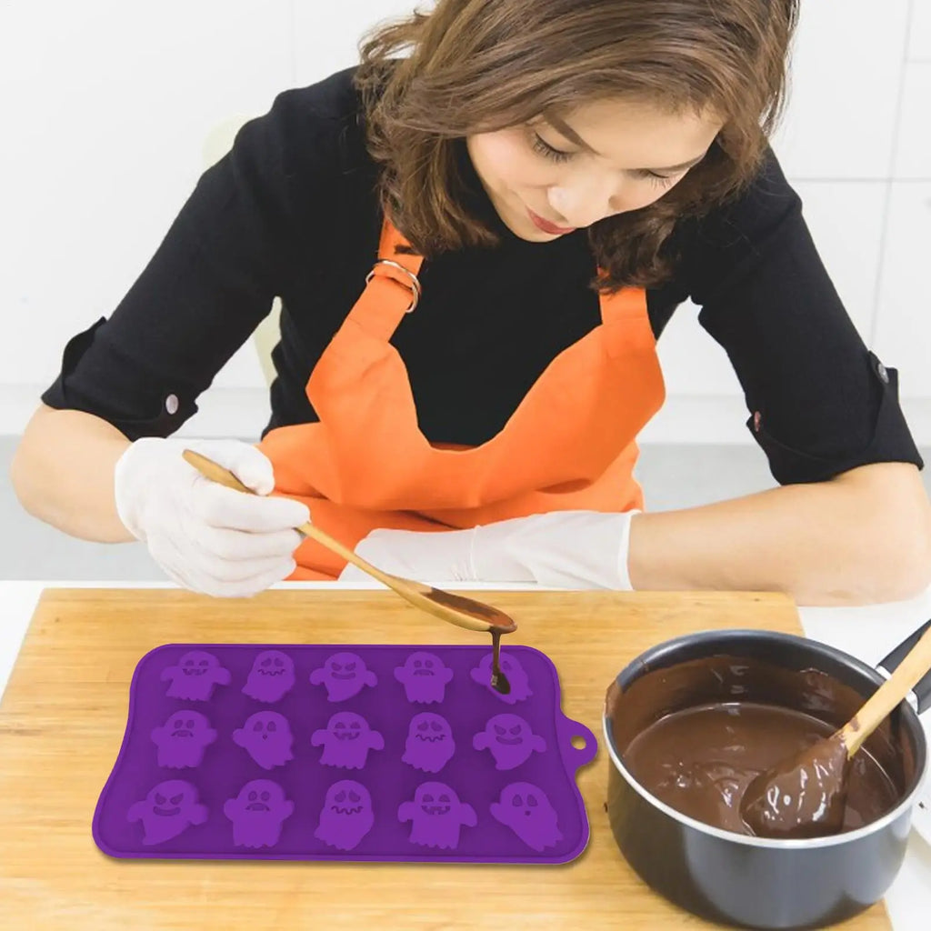 Halloween Candy Molds Chocolate Gummy Mold 15-Cavity Microwave Oven Qme