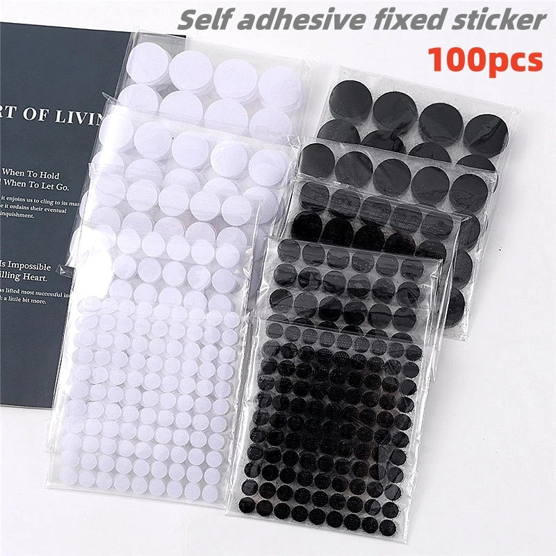 100Pcs Self Adhesive Double Sided Strong Glue Sticker Fastener Tape Dots Transparent White Round Hook Tape DIY Accessories Qme