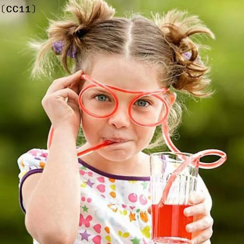 Funny Straw Glasses Flexible Drinking Tube Novelty Entertainment Qme