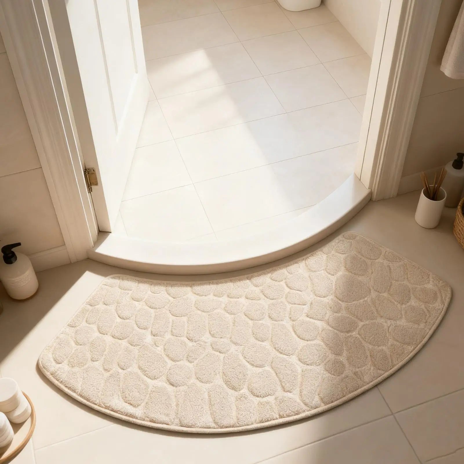 Bathroom Rugs Soft Floor Mats Curved Washable Absorbent Carpet Home Qme