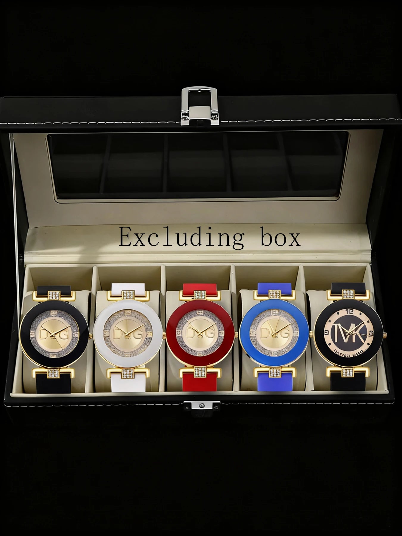 6pcs/5pcs/4pcs Fashion Classic Spot Silicone Diamond Set Large Dial Digital Men's and Women's Quartz Watch Qme 5pcs