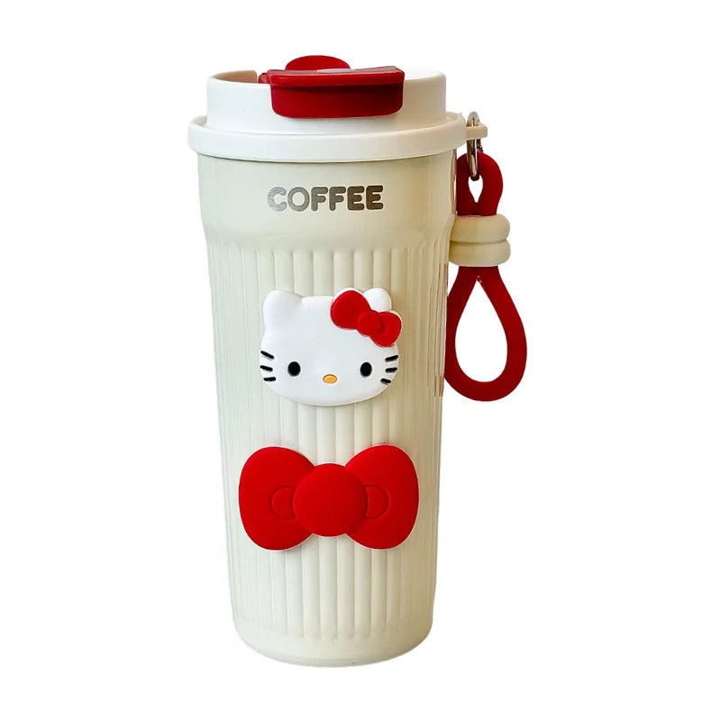 Cute Hello Kitty Insulated Cup Stylish 316 Stainless Steel Straw Cup for Women Large-Capacity, Portable Coffee Cup for Work Qme
