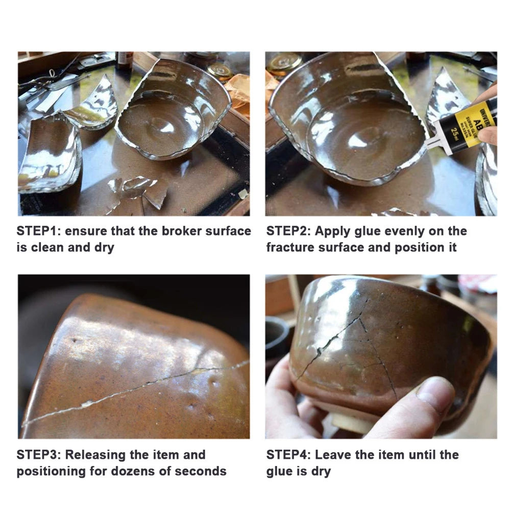 4/25ml Epoxy Resin AB Glue Waterproof Instant Fast Adhesive Repair Strong Super Liquid Glue for Wood Plastic Metal Glue Welding Qme