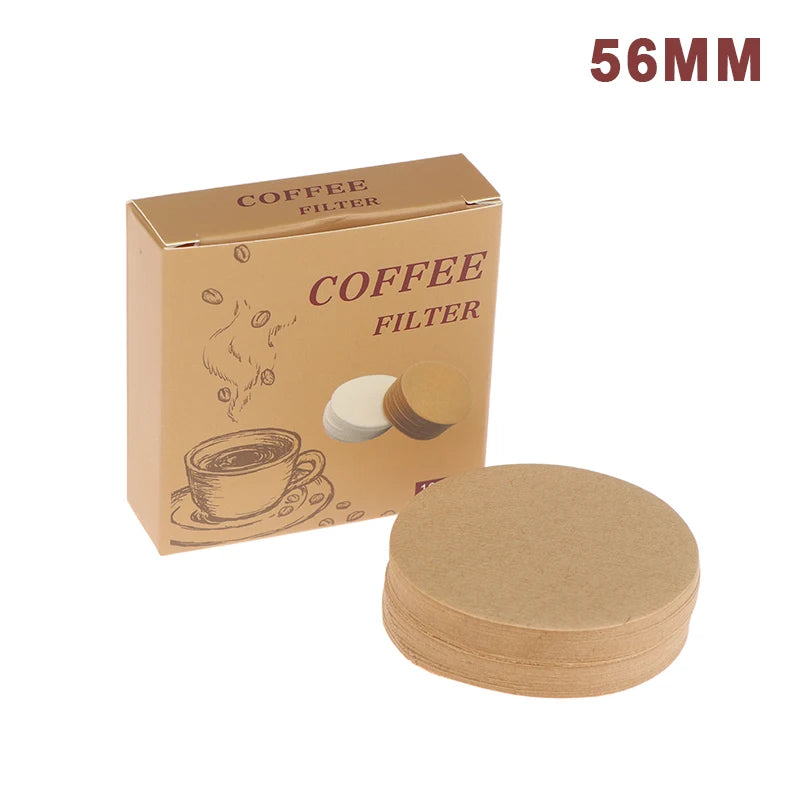 100Pcs Coffee Filter Paper Espresso Paper Filters 54/56/60/62/64/68MM Puck Screen For Machine Tools Qme Khaki 56mm