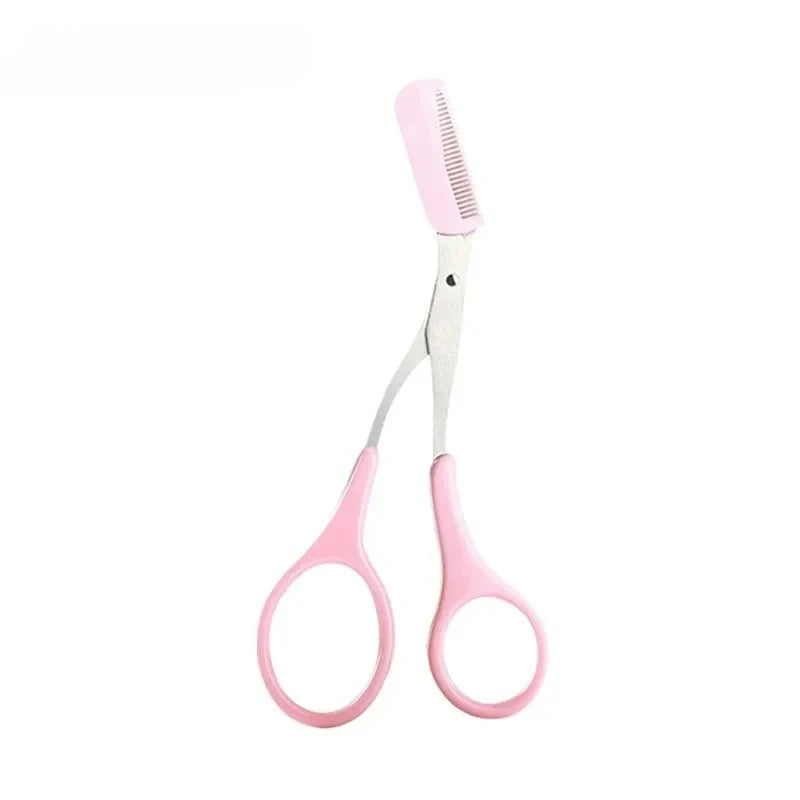 1/3PCS Eyebrow Trimmer Makeup Tools Stainless Steel Eyebrow Scissors with Comb Hair Removal Eyebrows Shaping Makeup Tools Qme 1PC Pink
