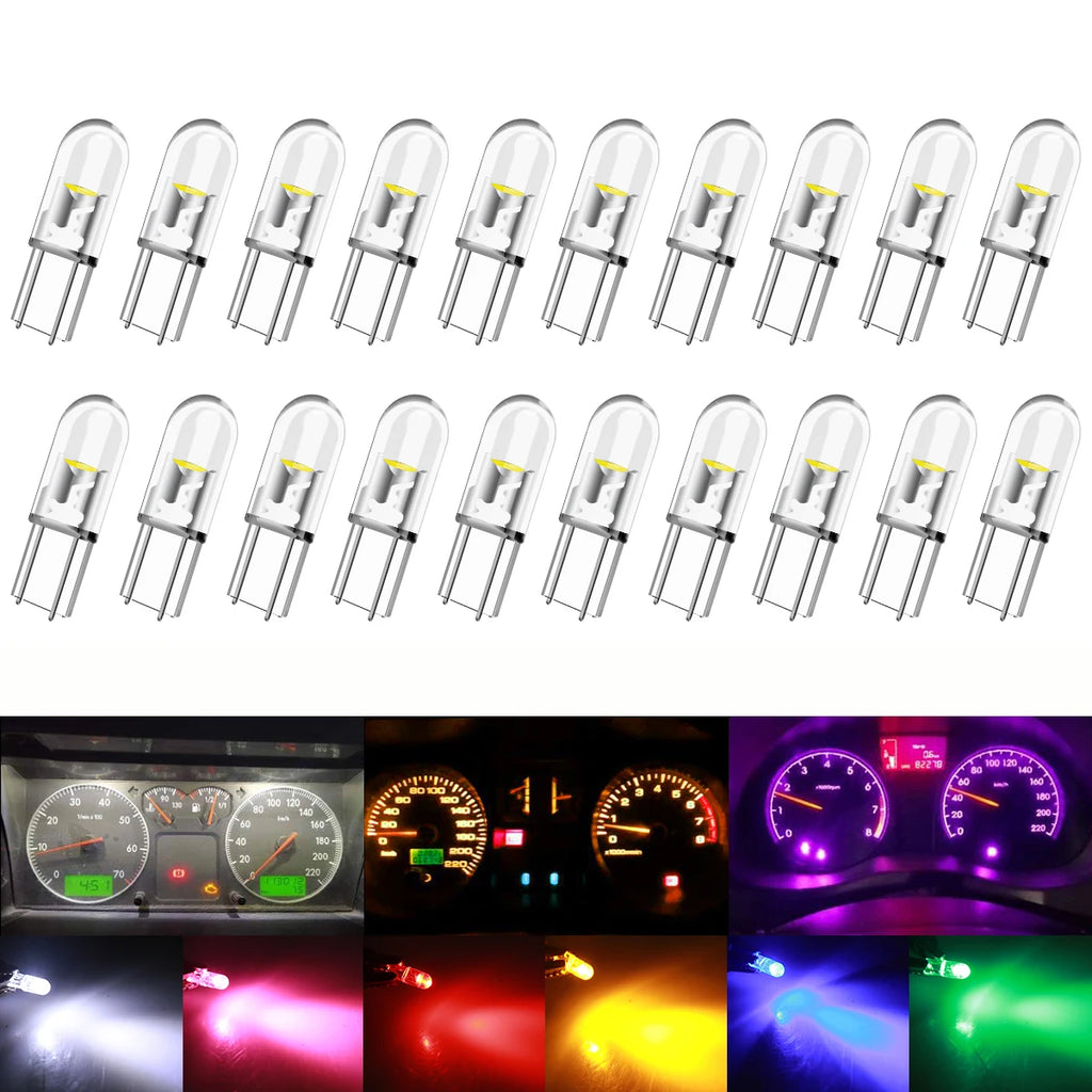 10/20/40pcs T5 Led W3W Car Interior Light Dashboard Warming Indicator COB Chip Canbus Auto Instrument Light Wedge Gauge Bulb 12V Qme